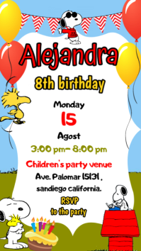 Белый Birthday Party Digitalt display Template
