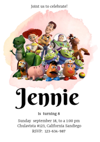 Toy Story Girl Invitation - Toy Story Birthday – Cute Pixels Shop - View #3