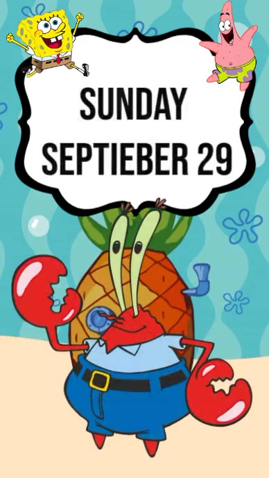 invitacion video bob esponja Tampilan Digital (9:16) template