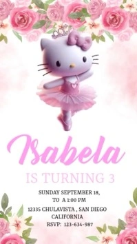 invitacion video hello Kitty ballet Display digitale (9:16) template