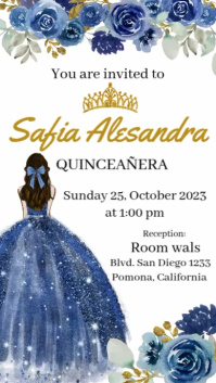 invitacion video quinceañera Azul marino Pantalla Digital (9:16) template