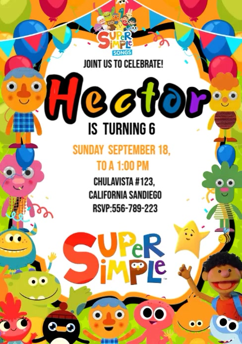 invitacion video super simples A4 template