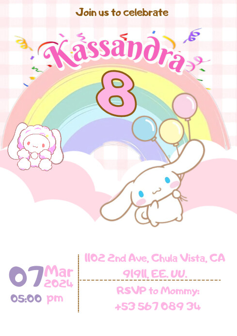 Invitación cinnamoroll A4 template