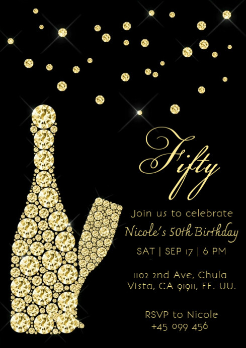 Invitación de Cumpleaños 50 años A4 template