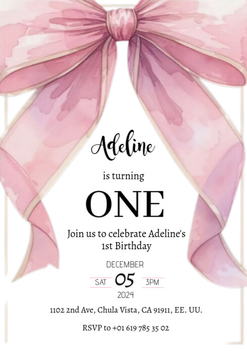 Invitación de cumpleaños de niña mujer Coquette A4 template