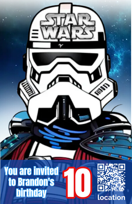 Invitación de cumpleaños Star Wars Szeroki pół strony template