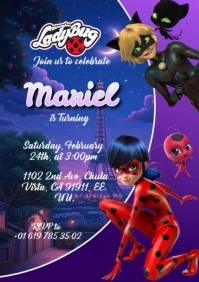Invitación de lady bug miraculous A4 template