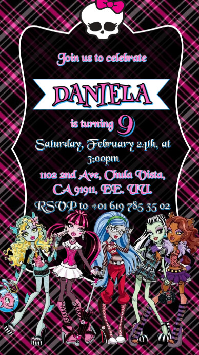 Invitación de Monster high Digital Display (9:16) template