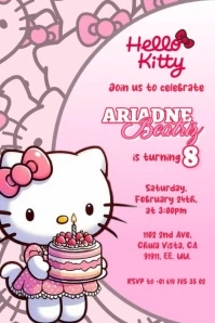 Invitación hello kitty Poster template