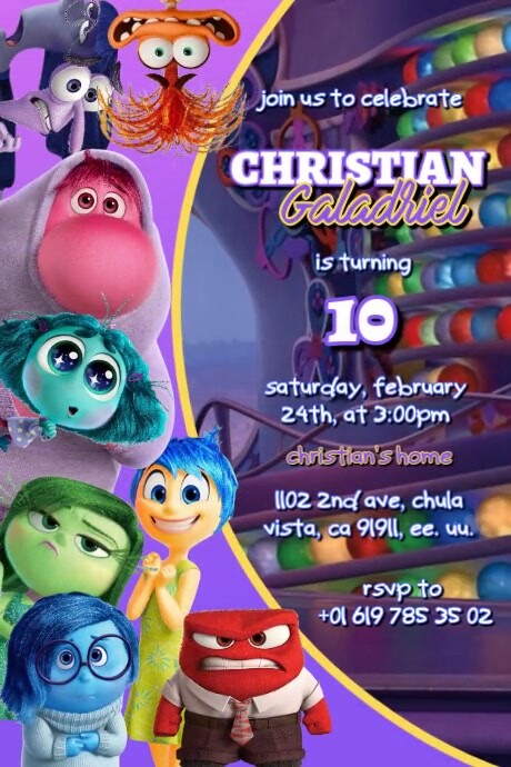 Invitación intensamente inside 2 Plakat template