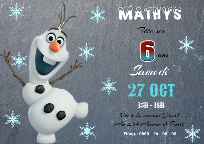 Invitation Anniversaire Olaf Template Postermywall Invitation Anniversaire Olaf Template Postermywall
