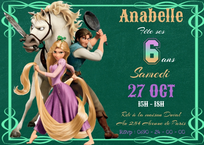 Invitation Anniversaire Raiponce Template Postermywall Invitation Anniversaire Raiponce Template Postermywall