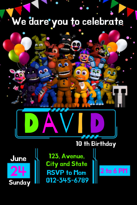 Invitation  Birthday Fnaf Poster template