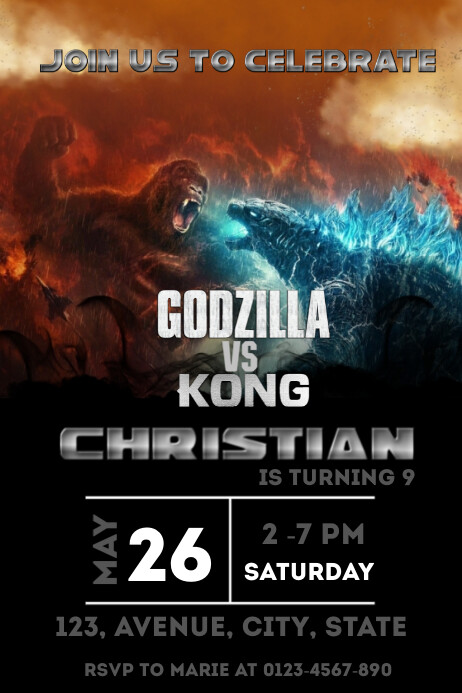Godzilla Invites Godzilla Invitation Template UniVersus Card Game Challenger Series