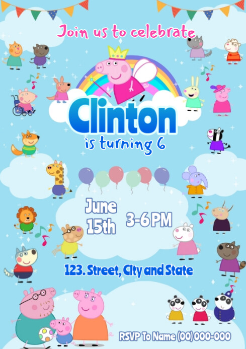 Invitation Birthday Peppa Pig Template | PosterMyWall