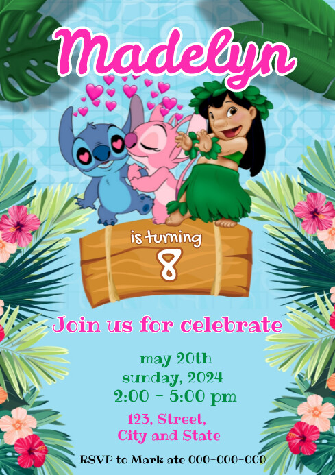Invitation Birthday Poll Party Stitch Template | PosterMyWall