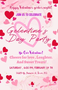 Invitation Galemtines day party Valentine day Grild love  party celebration temple Poniekoerant template