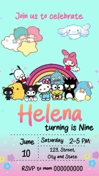 Invitation Hello Kitty  and Friends Historia de Instagram template