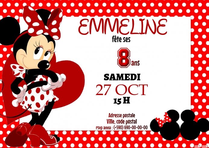 Invitation Minnie A6 template