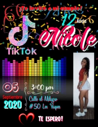 Invitation party birthday Tik Tok CARD Flyer (US Letter) template