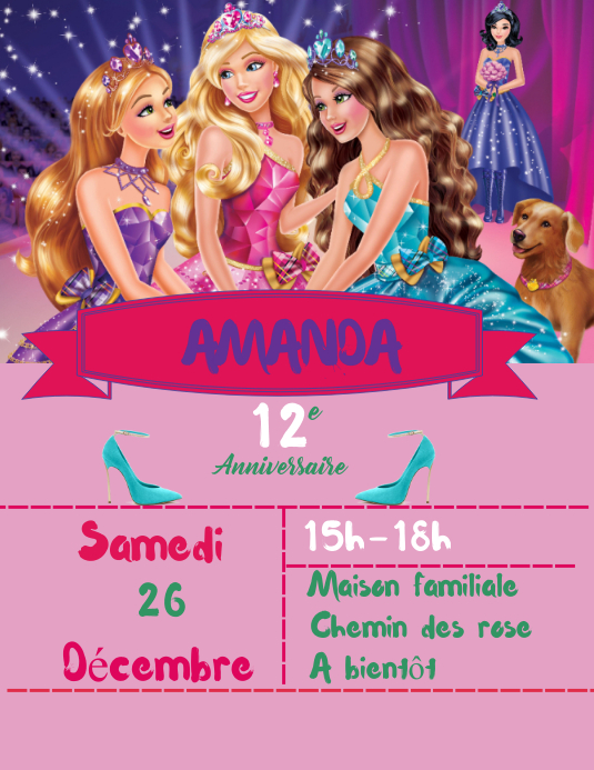 Invitation Princesse Barbie Template Postermywall Invitation Princesse Barbie Template Postermywall