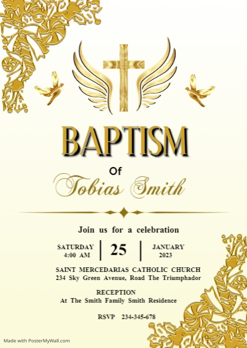 Copy of INVITATION TEMPLATE BAPTISM | PosterMyWall
