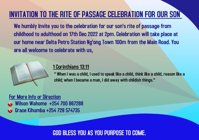 Last Rites Invitation INVITATION TO THE RITE OF PASSAGE CELEBRATION Template | PosterMyWall