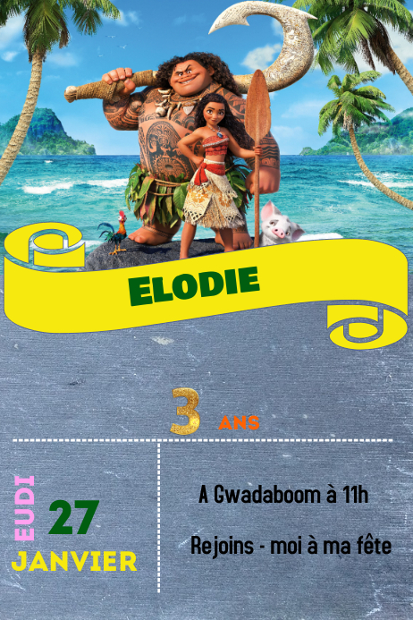 Modele Invitation Vaiana Postermywall Modele Invitation Vaiana Postermywall