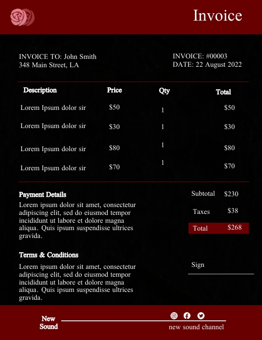 Invoice Ads Volantino (US Letter) template