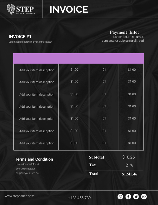 Invoice Dance Studio Flyer (US Letter) template