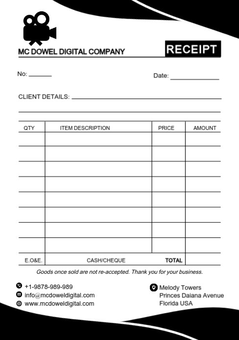 Example A5 Receipt Invoice Delivery Receipt business template | PosterMyWall