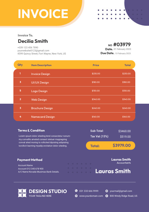 Invoice Design Template A4