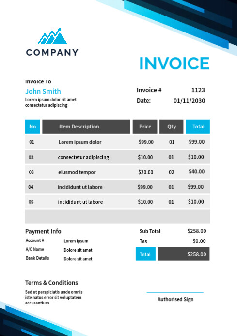 Invoice Design Template A4