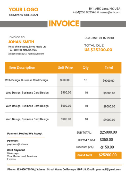 Invoice A4 template