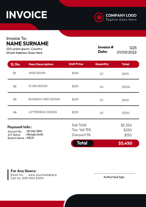 Red Invoice Flyers Template | PosterMyWall
