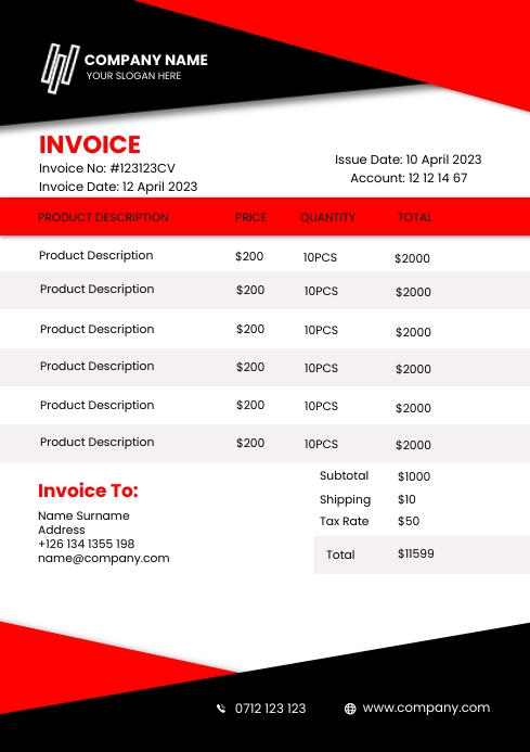 Invoice A4 template