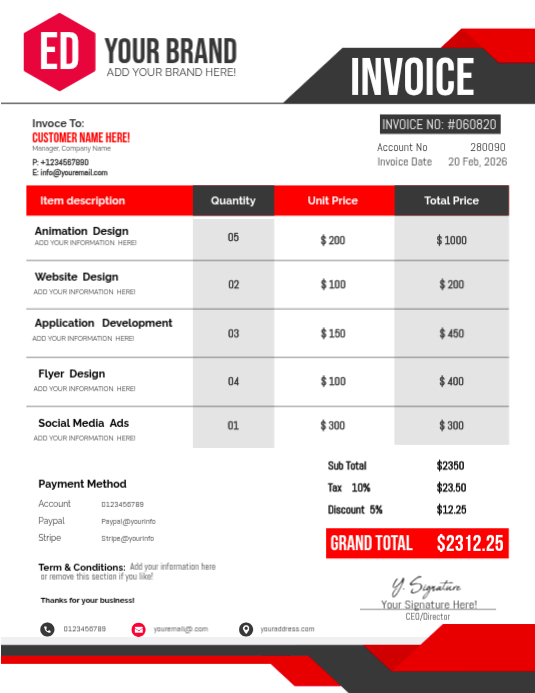Modèle Blanc Invoice Prospectus | PosterMyWall
