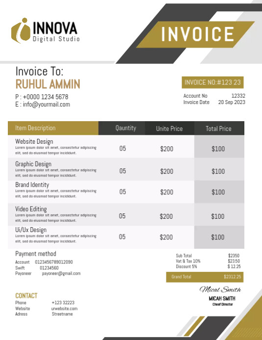 Copy of Invoice Receipt Template | PosterMyWall