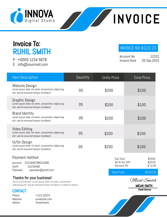 Copy of Invoice Receipt Template | PosterMyWall
