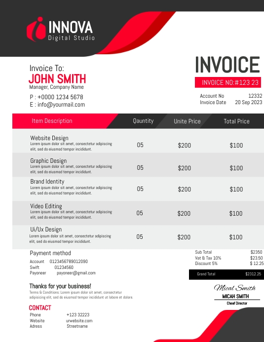 Copy of Invoice Receipt Template | PosterMyWall