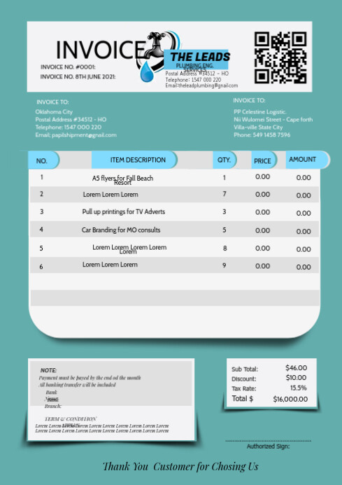 invoice receipt template print postermywall
