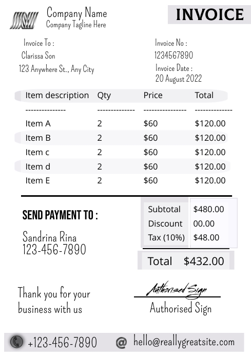 invoice template a4, bill | PosterMyWall