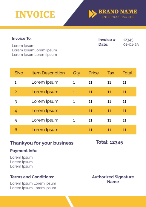 Justin Invoice Copy of Invoice template | PosterMyWall