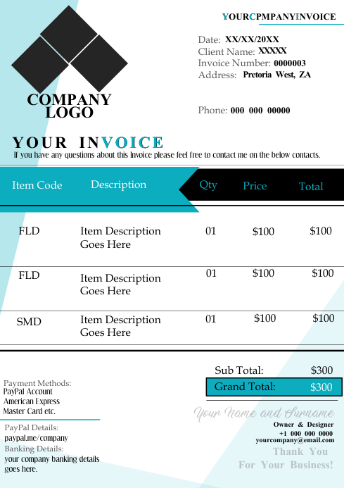 Invoice Template | PosterMyWall