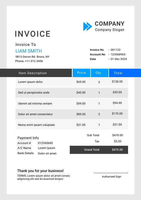 Invoice To Copy Copy of Invoice Template Design | PosterMyWall