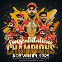 Black IPL 2025 Victory Celebration สี่เหลี่ยมจัตุรัส Template