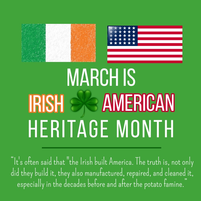 irish american heritage month, irish american Instagram Post template