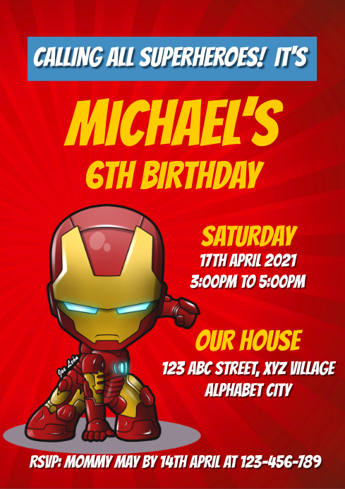 Modele Iron Man Anniversaire Invitation Postermywall Modele Iron Man Anniversaire Invitation Postermywall