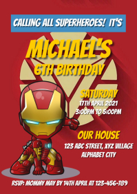 16 6 Iron Man Birthday Invitation Customizable Design Templates Postermywall