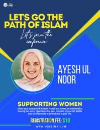 Blue Islamic Women's Conference Рекламная листовка Template